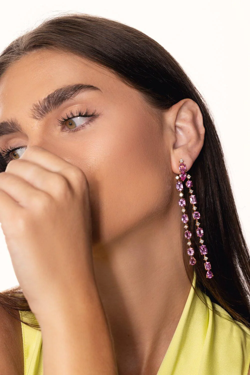 Diamond Sapphire Strand Earrings - Image 4