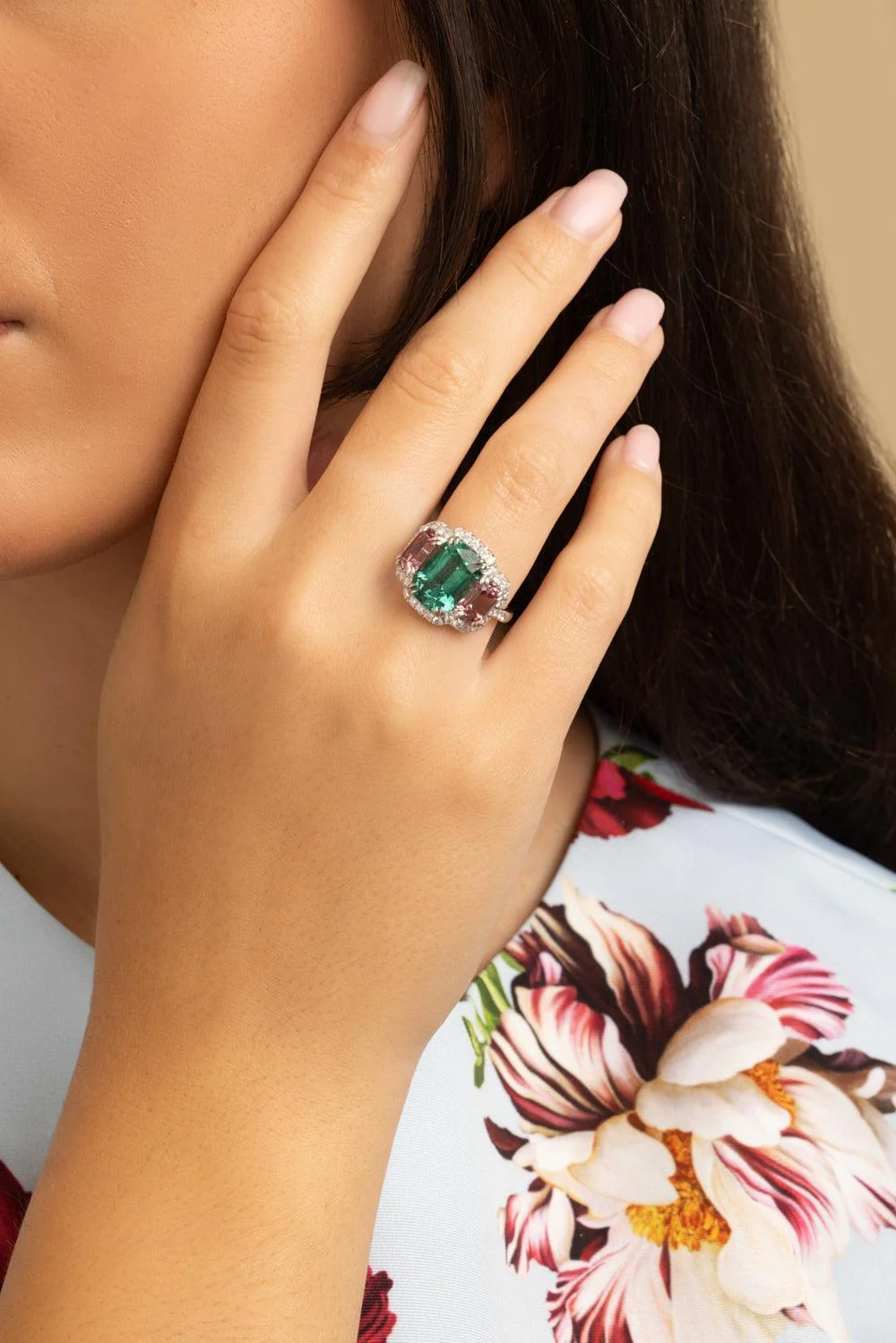 Diamond Tourmaline Garnet Ring - Image 2