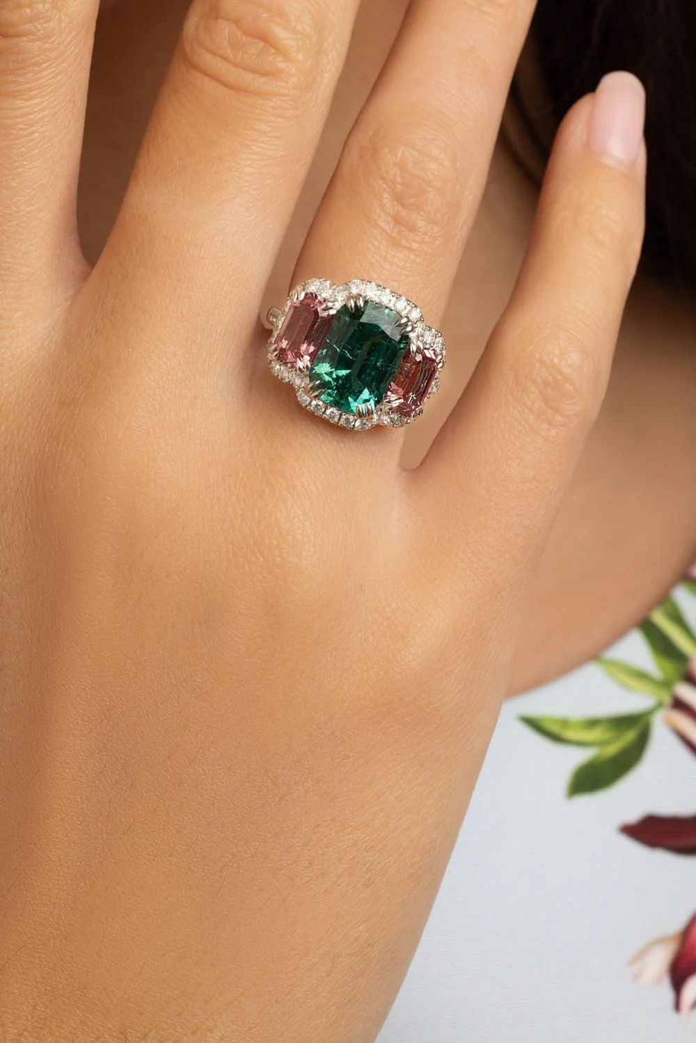Diamond Tourmaline Garnet Ring - Image 4