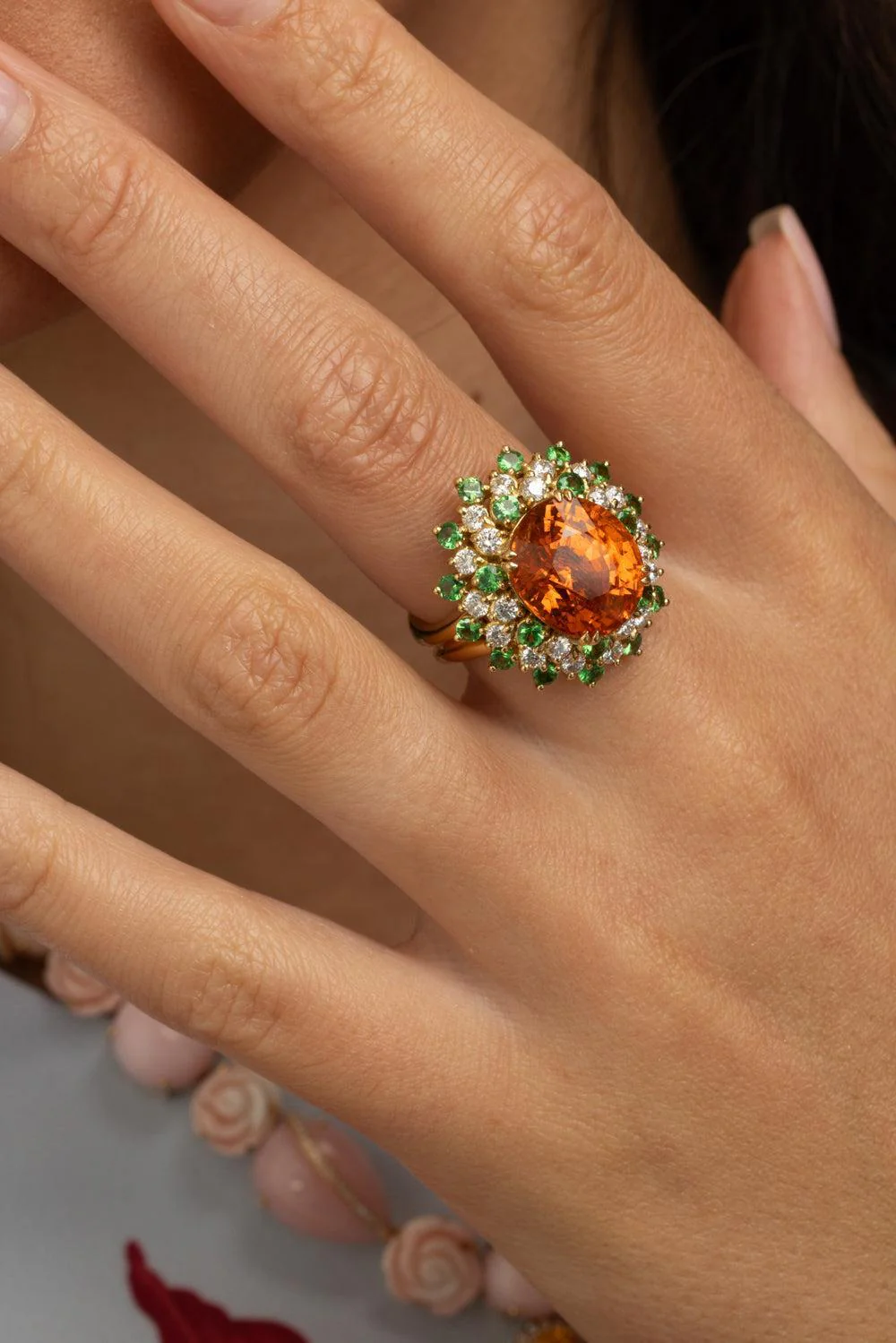 Diamond Tsavorite Spessarite Ring - Image 3