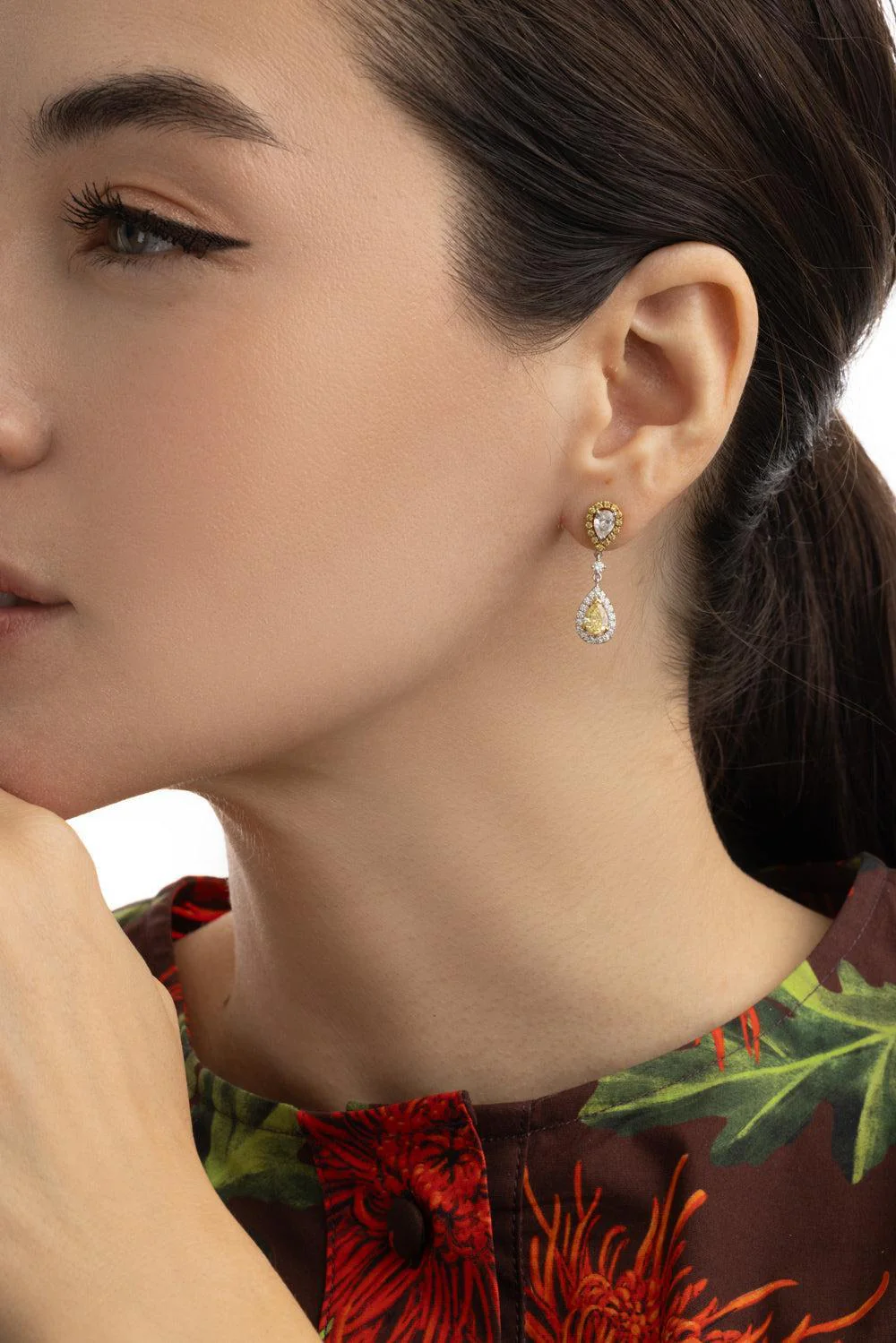 Fancy Diamond Drop Earrings - Image 2