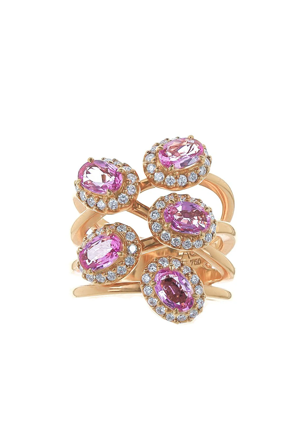 Five Stone Diamond Sapphire Ring