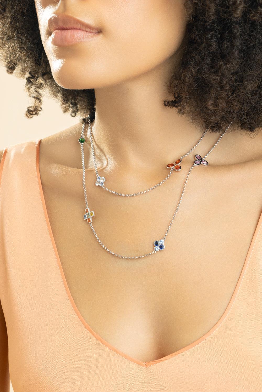 Mixed Sapphire Station Necklace - Image 4