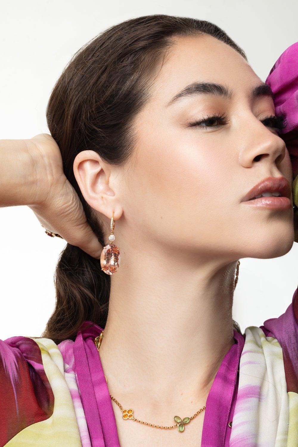 Morganite Diamond Earrings - Image 4