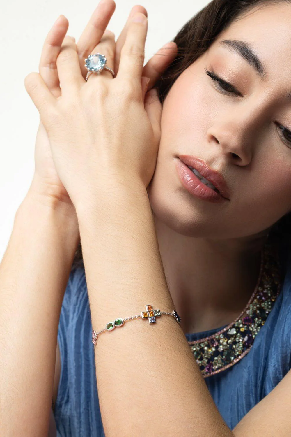 Multi Sapphire Diamond Mix Shape Bracelet - Image 2