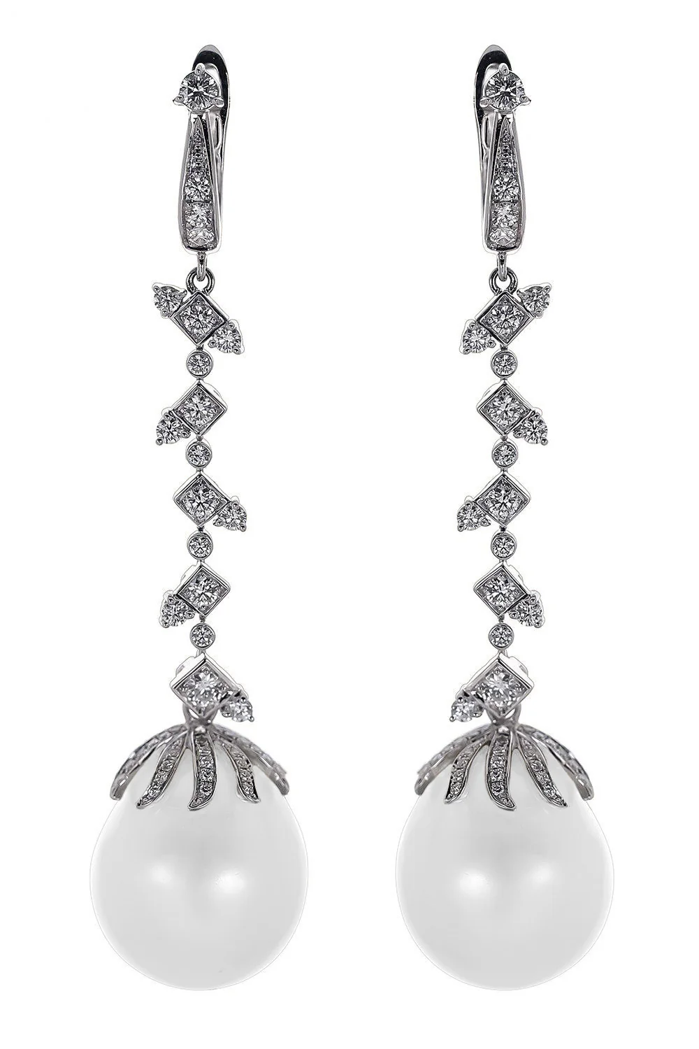 Pearl Diamond Drop Earrings
