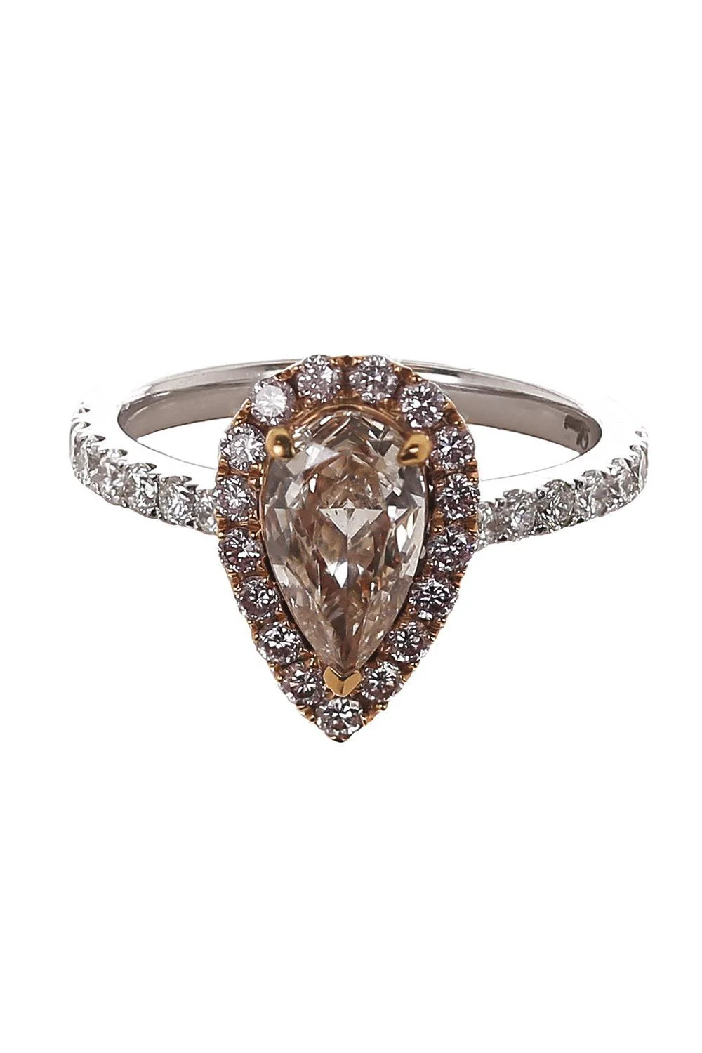Pink Sapphire Diamond Pear Ring