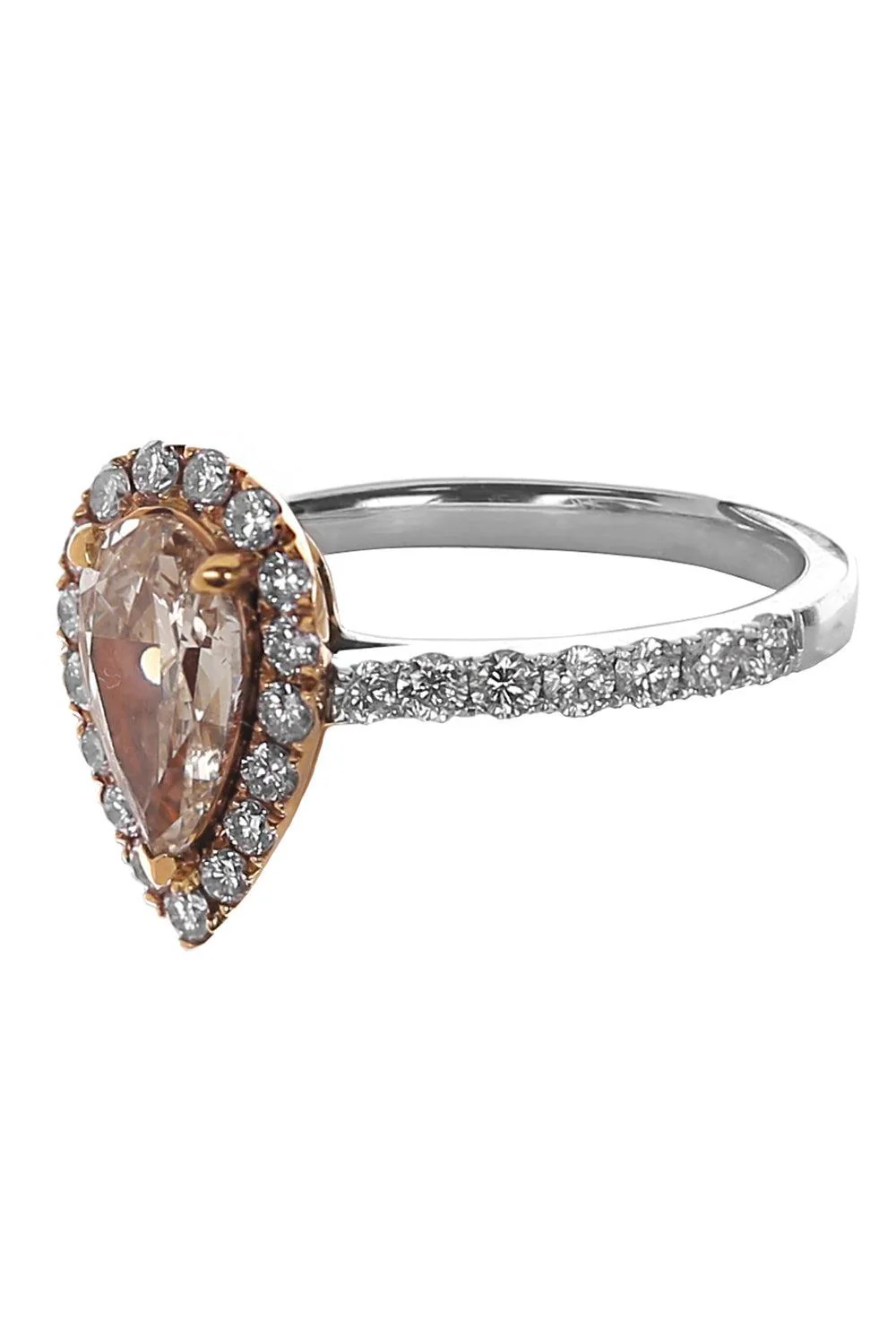 Pink Sapphire Diamond Pear Ring - Image 5