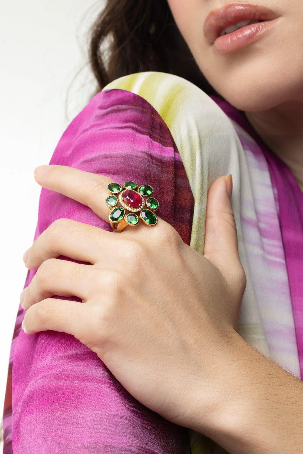 Ruby Diamond Tsavorite Ring - Image 2