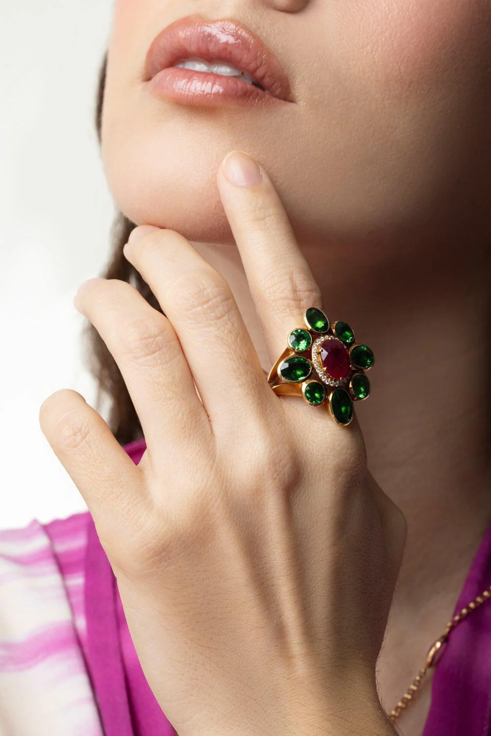 Ruby Diamond Tsavorite Ring - Image 4