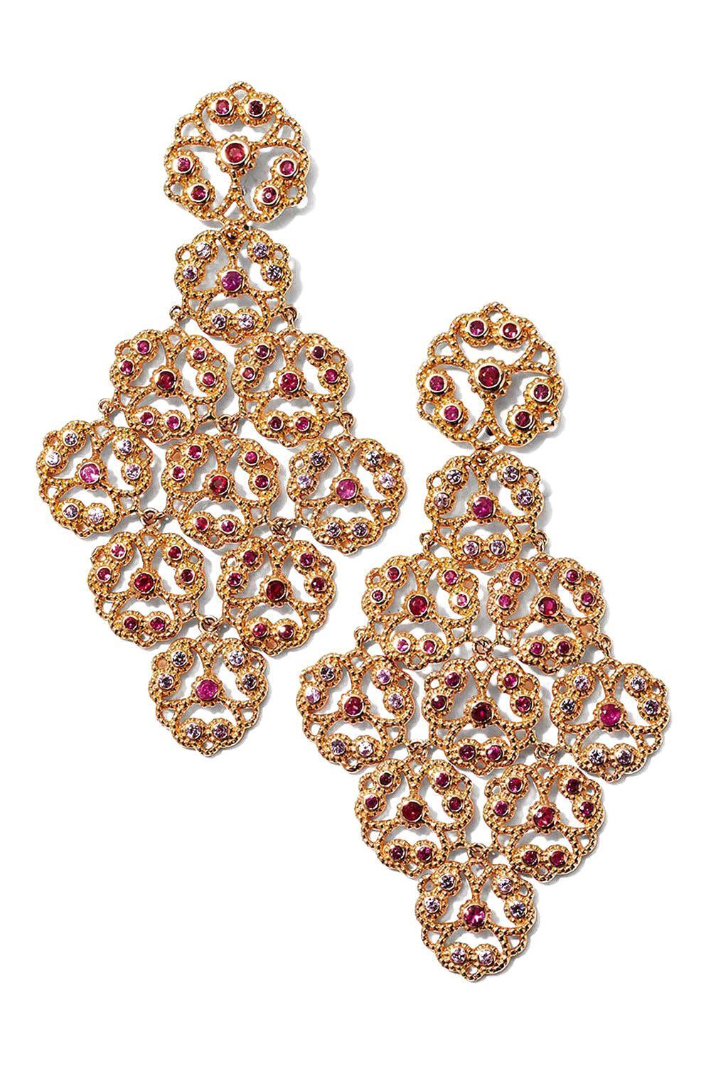 Ruby Sapphire Drop Earrings