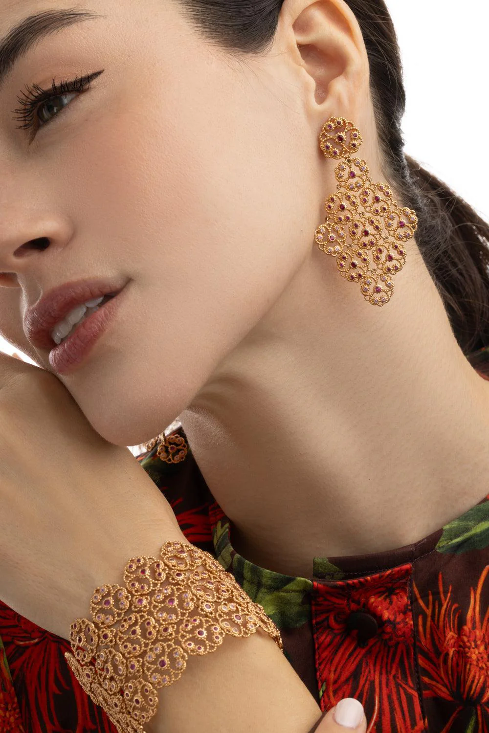 Ruby Sapphire Drop Earrings - Image 4