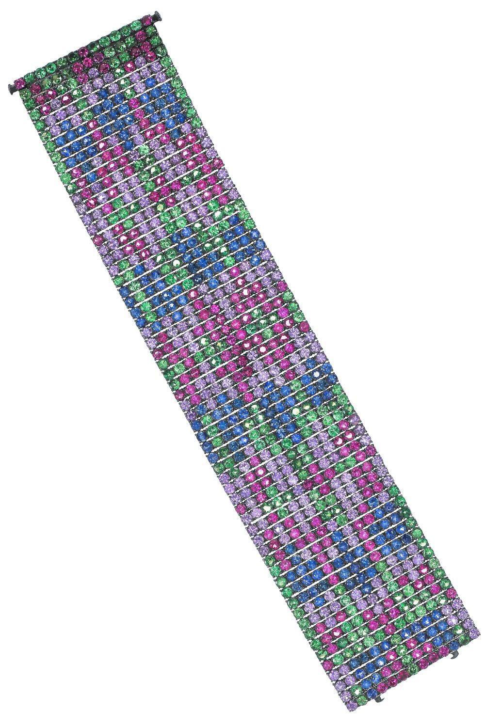 Ruby Sapphire Wide Bracelet