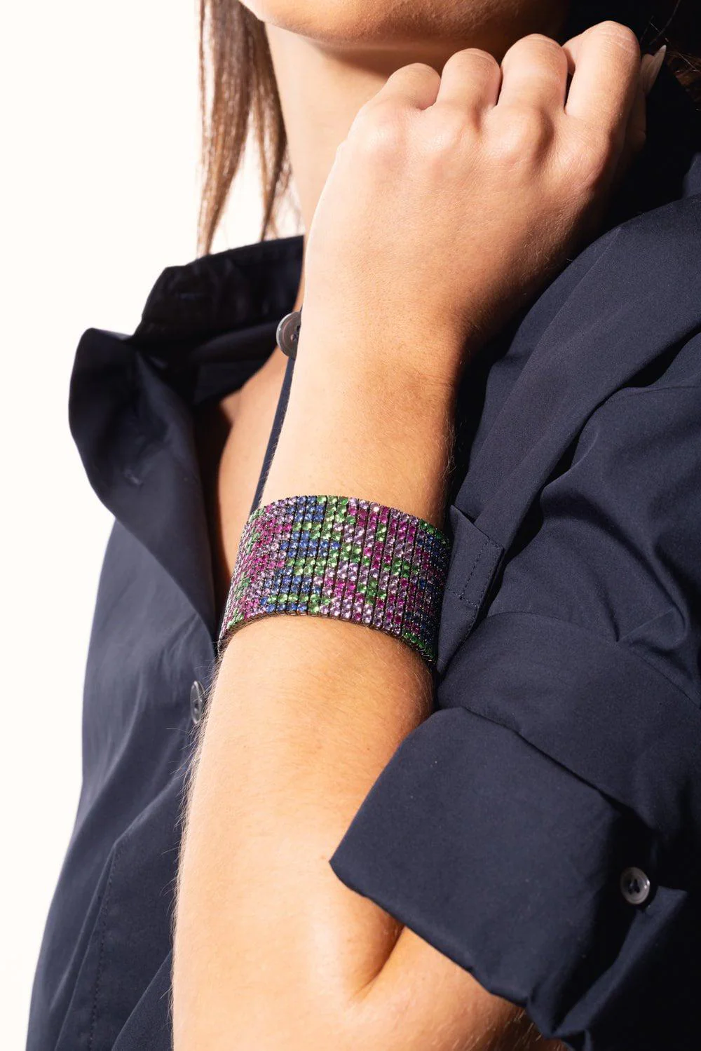 Ruby Sapphire Wide Bracelet - Image 3