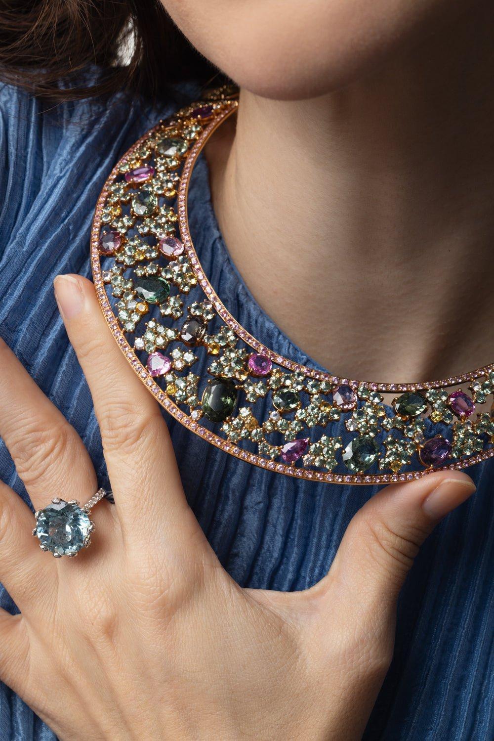 Sapphire Tourmaline Collar Necklace - Image 3