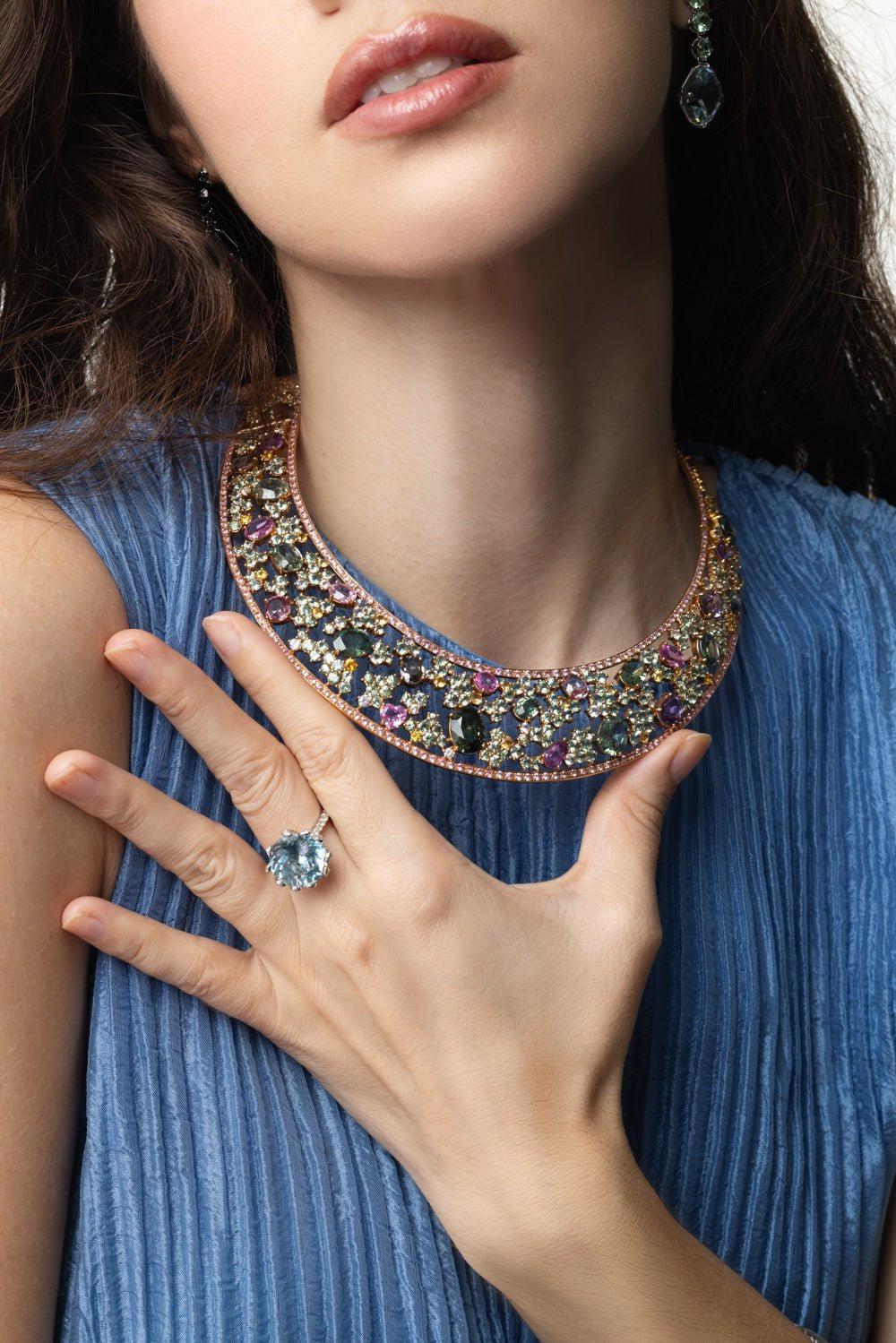 Sapphire Tourmaline Collar Necklace - Image 4