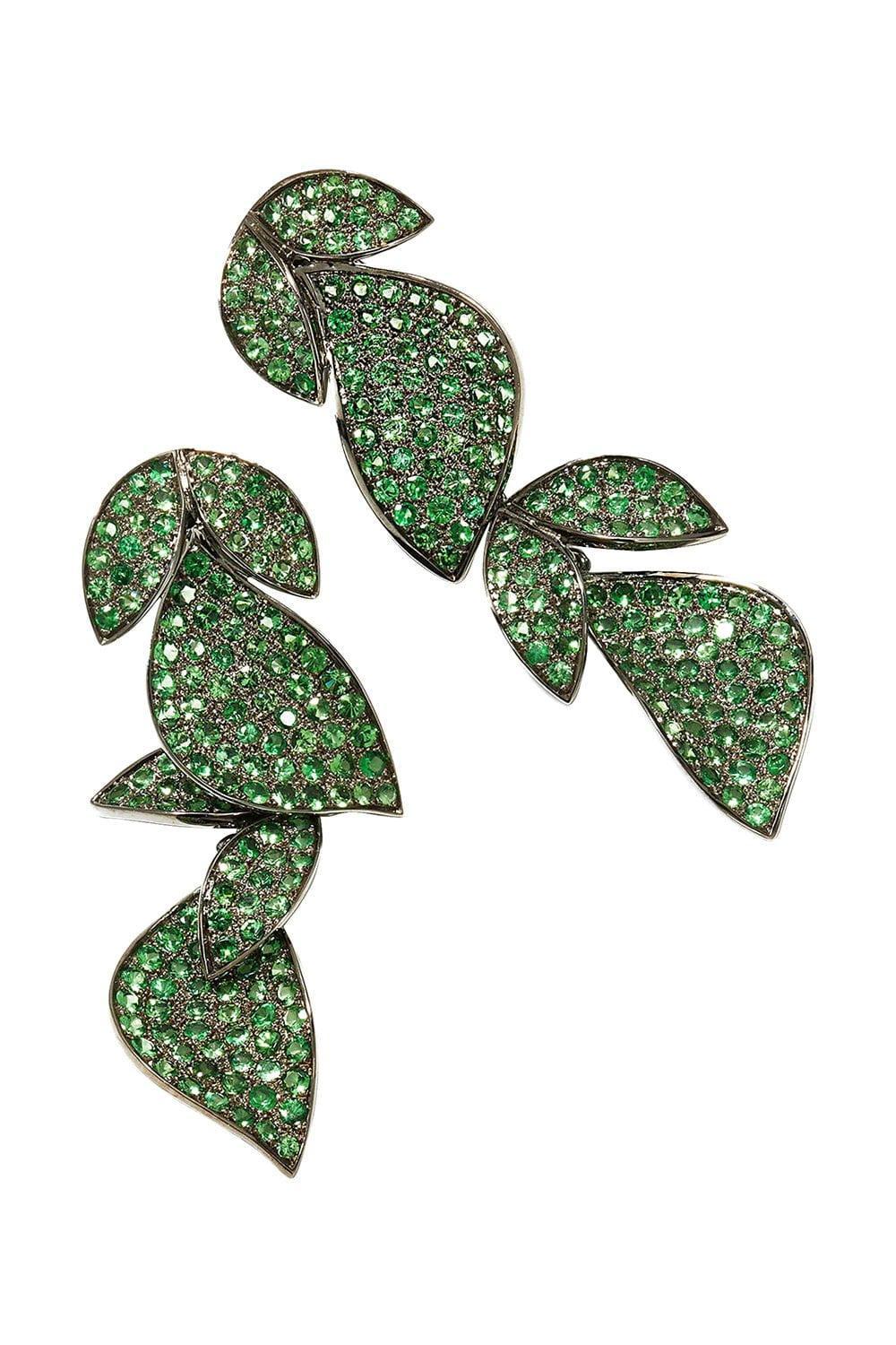 Tsavorite Leaf Drop Earrings - Image 5