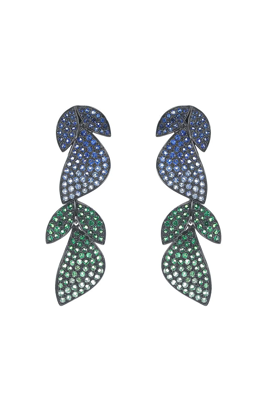 Tsavorite Sapphire Leaf Drop Earrings