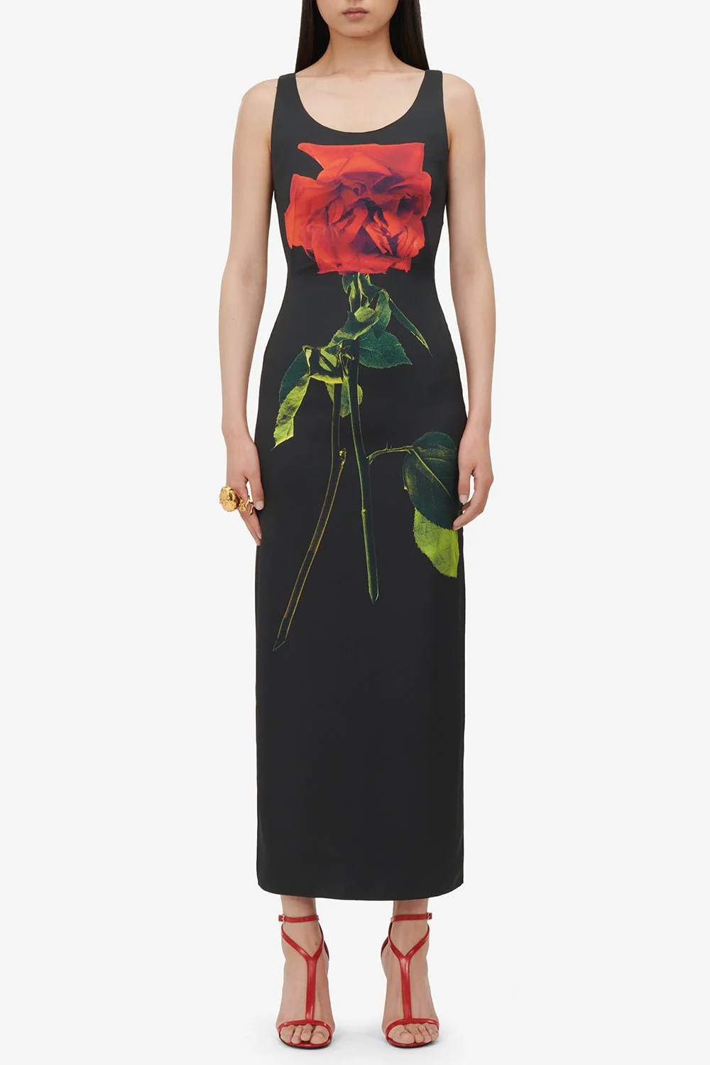 Rose Print Midi Dress - Image 3