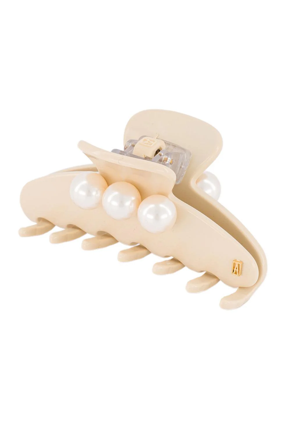 Pearl Oversized Medium Hair Clip - Beige