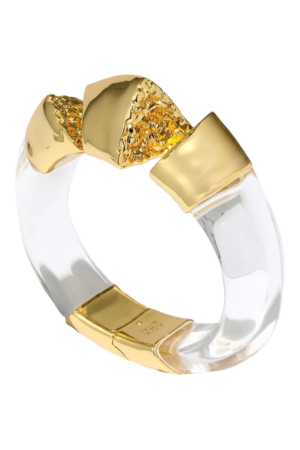 Clear Lucite Brutalist Hinge Bracelet - Image 2