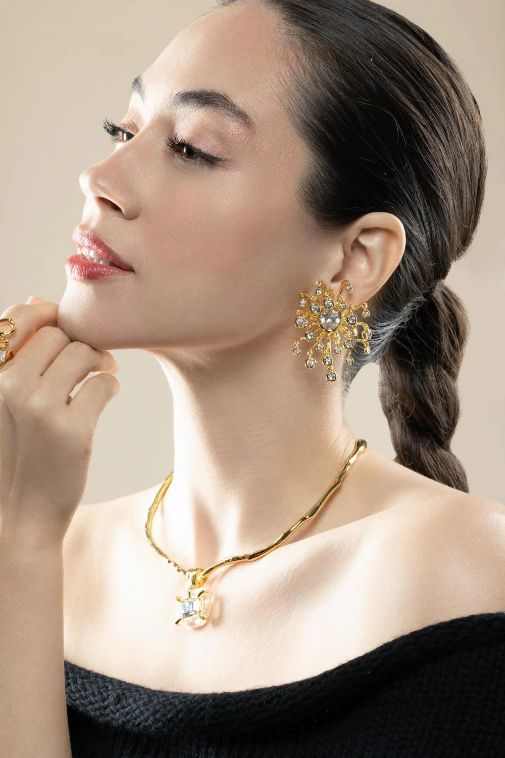 Crystal Asterales Modernist Earrings - Image 3