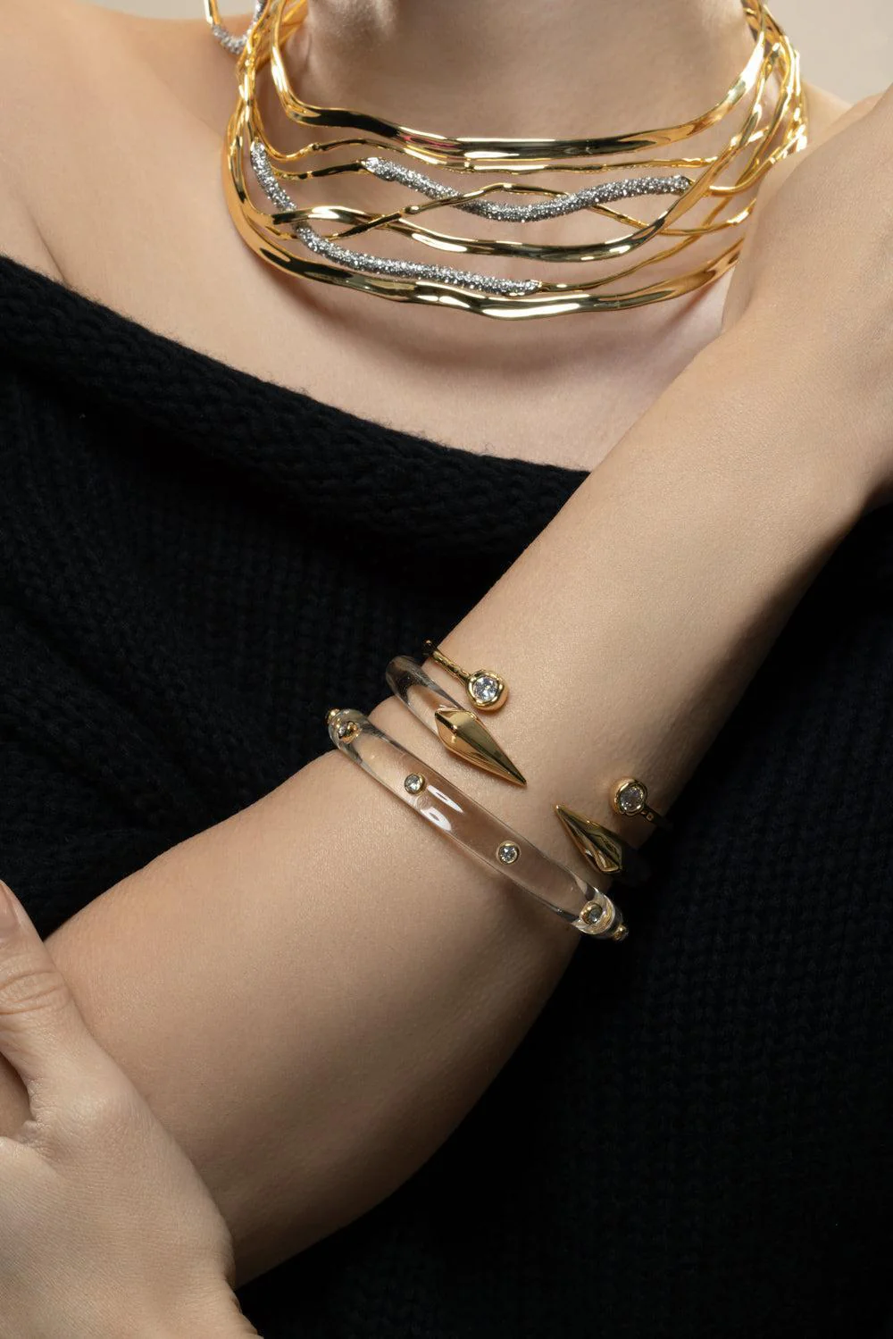 Crystal Asterales Skinny Capped Cuff Bracelet - Image 4