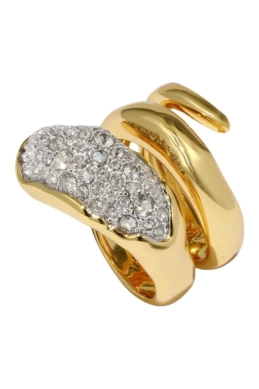 Crystal Coiled Pebble Solaneles Ring