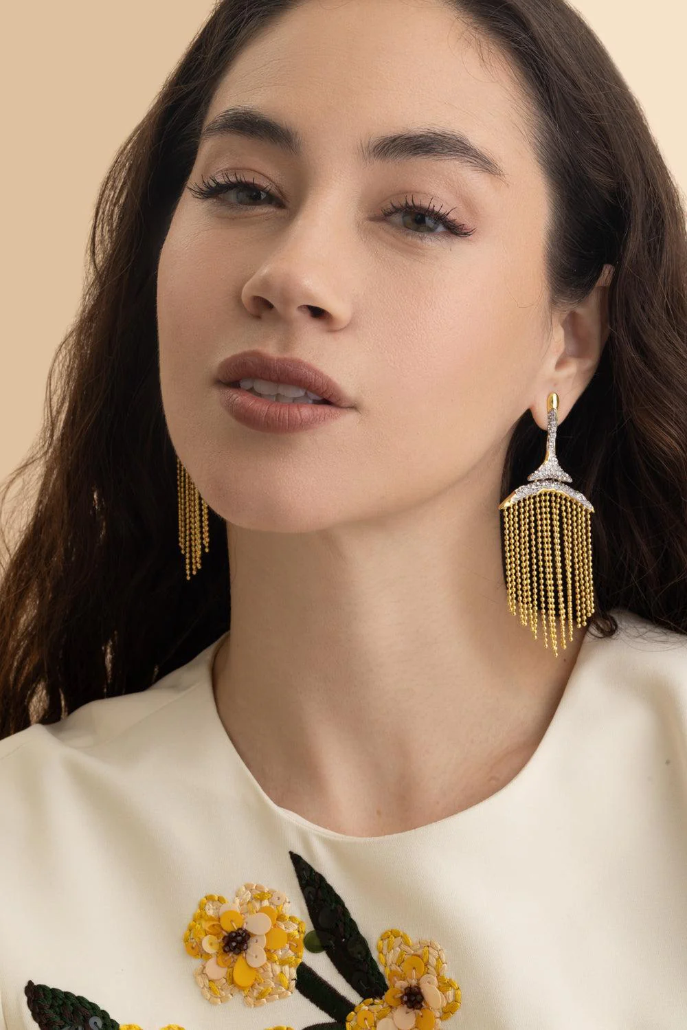 Crystal Fringe Solanales Chandelier Earrings - Image 4