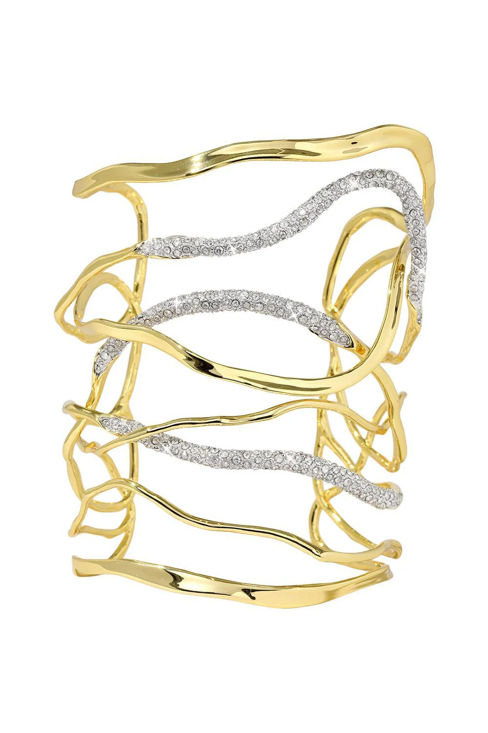 Crystal Intertwined Solanales Wide Cuff Bracelet