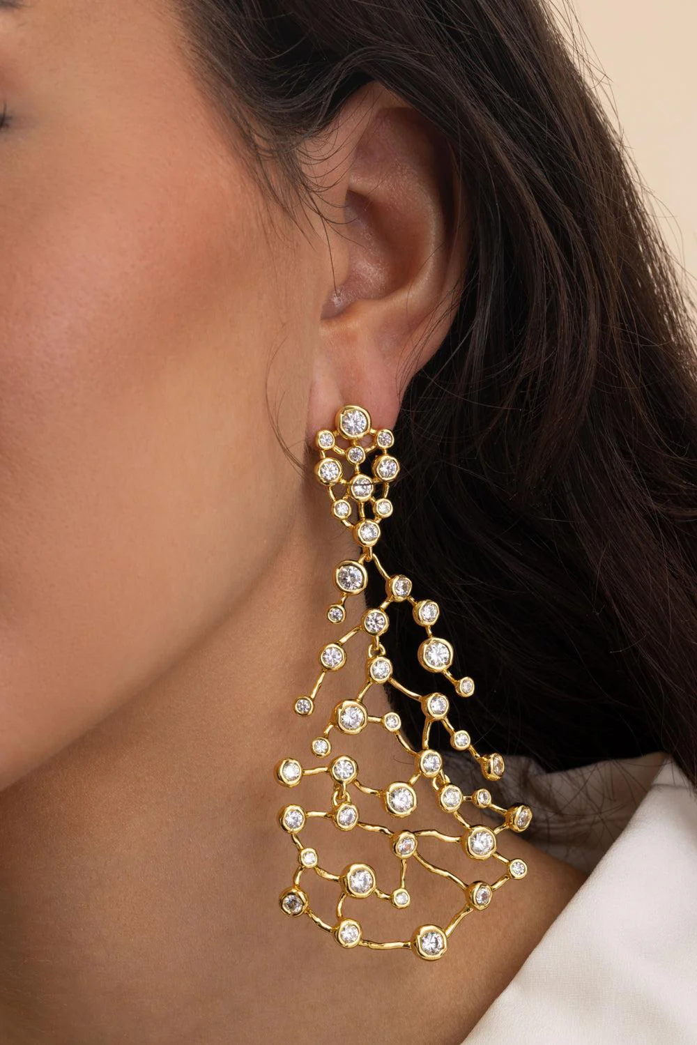 Crystal Large Solanales Fringe Chandelier Earrings - Image 4