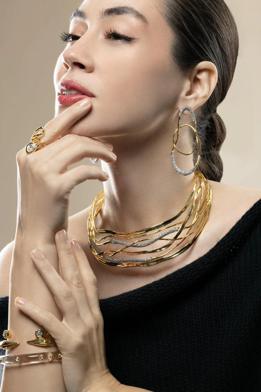 Crystal Large Solaneles Orbit Earrings - Image 4