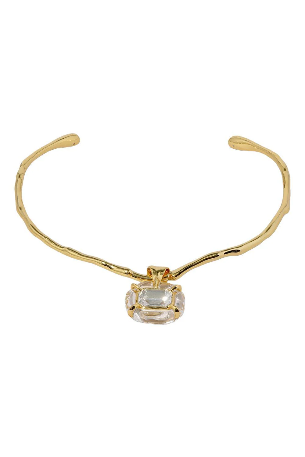 Crystal Liquid Lucite Jeweled Collar Necklace