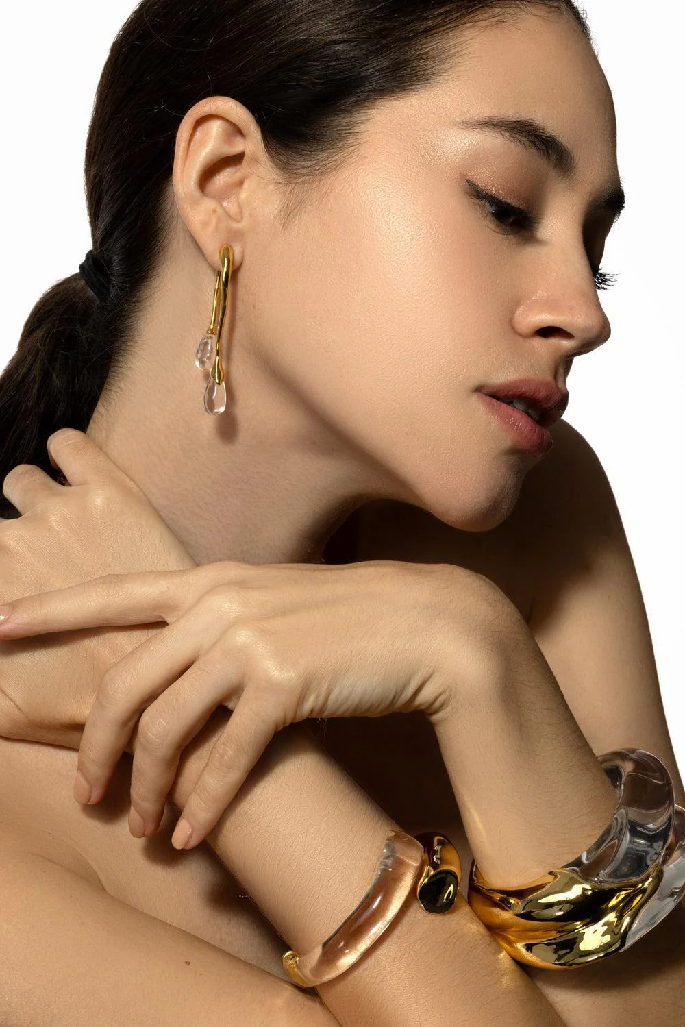 Front Back Double Drop Circle Earrings - Image 3