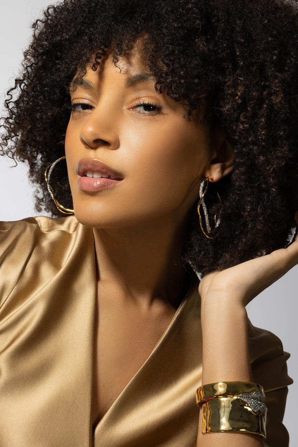 Intertwined Crystal Hoop Earrings - Image 2