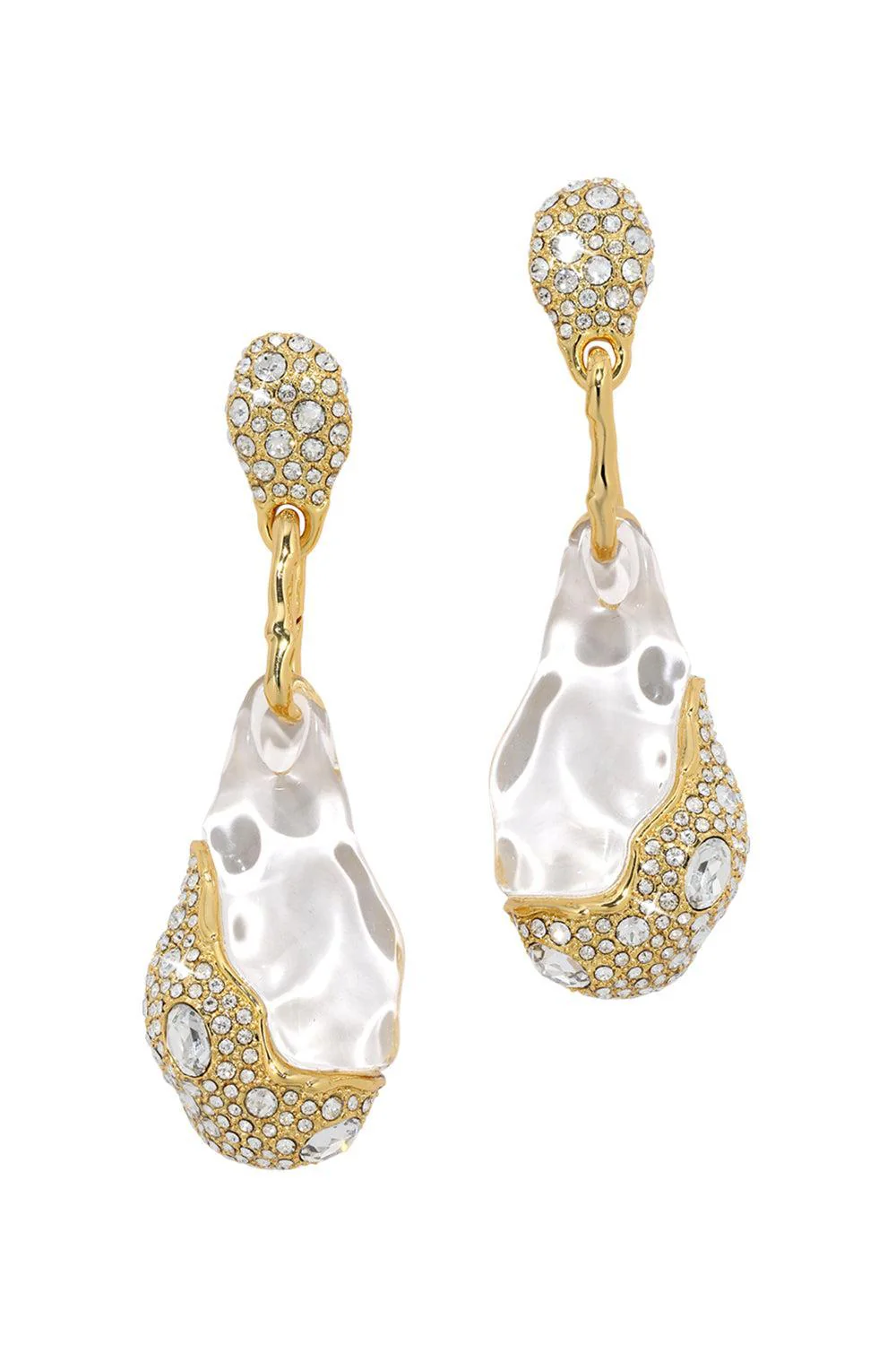 Liquid Lucite Crystal Pavé Pebble Drop Earrings