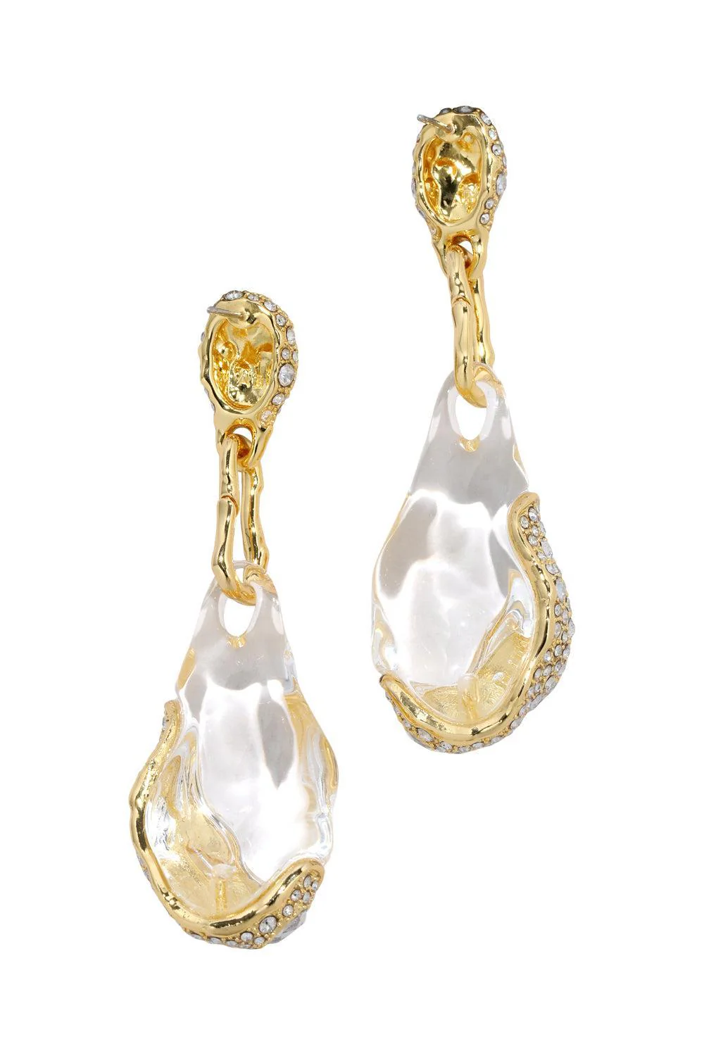 Liquid Lucite Crystal Pavé Pebble Drop Earrings - Image 5