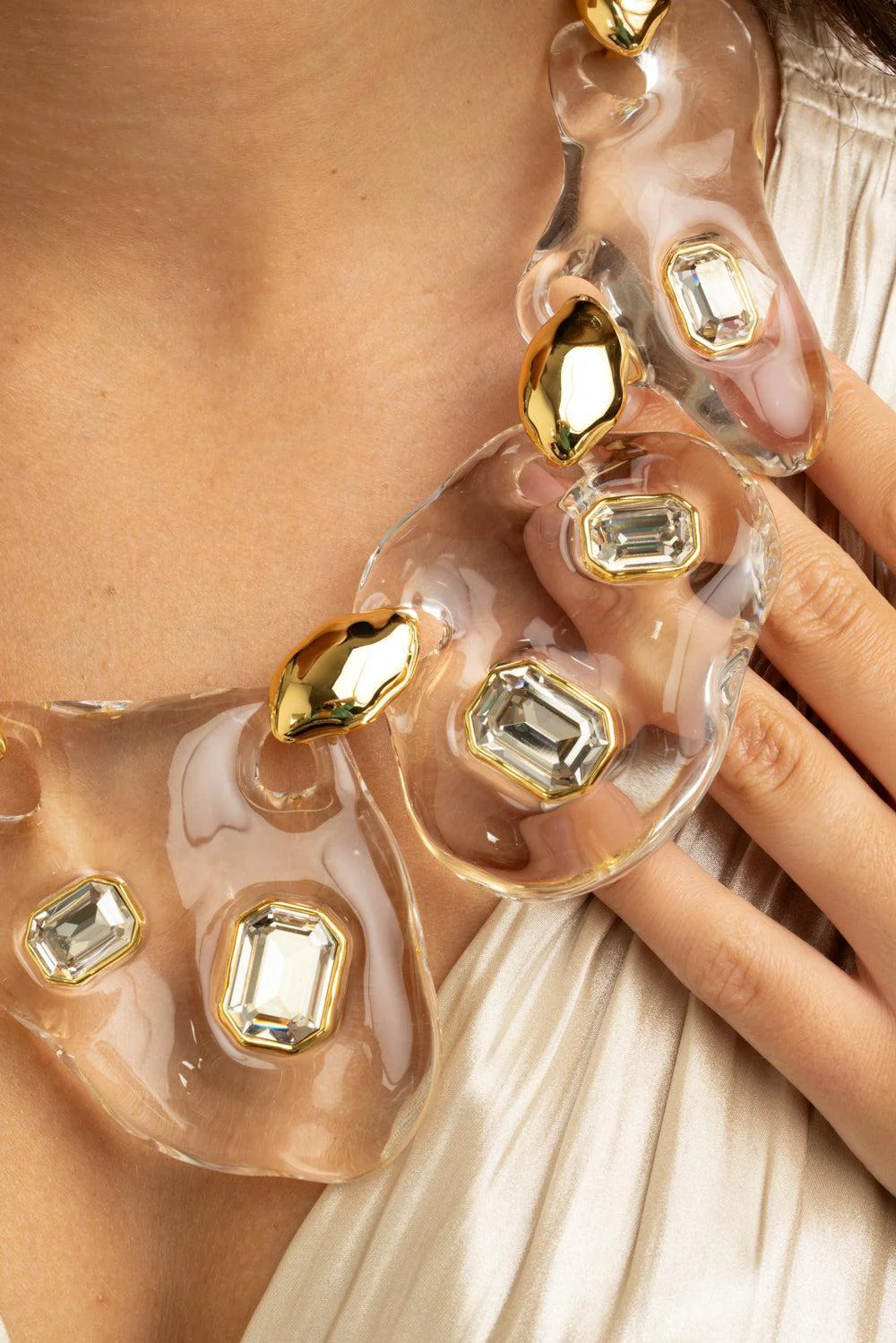Liquid Lucite Crystal Pebble Necklace - Image 3