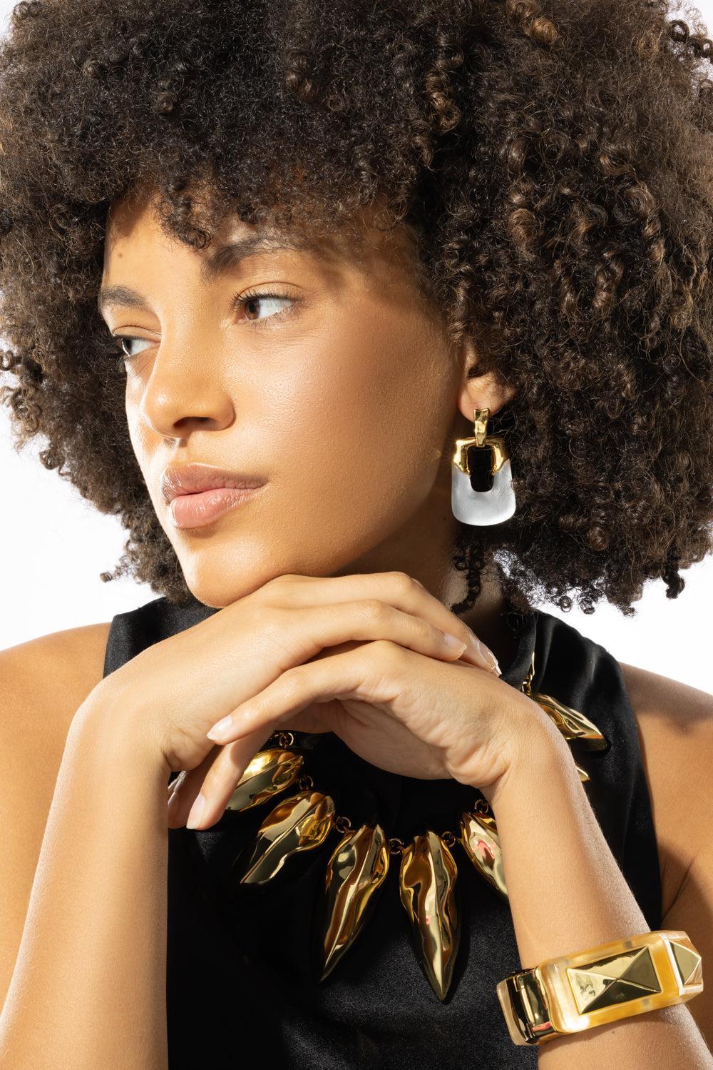 Luminous Lucite Door Knocker Earrings - Image 2