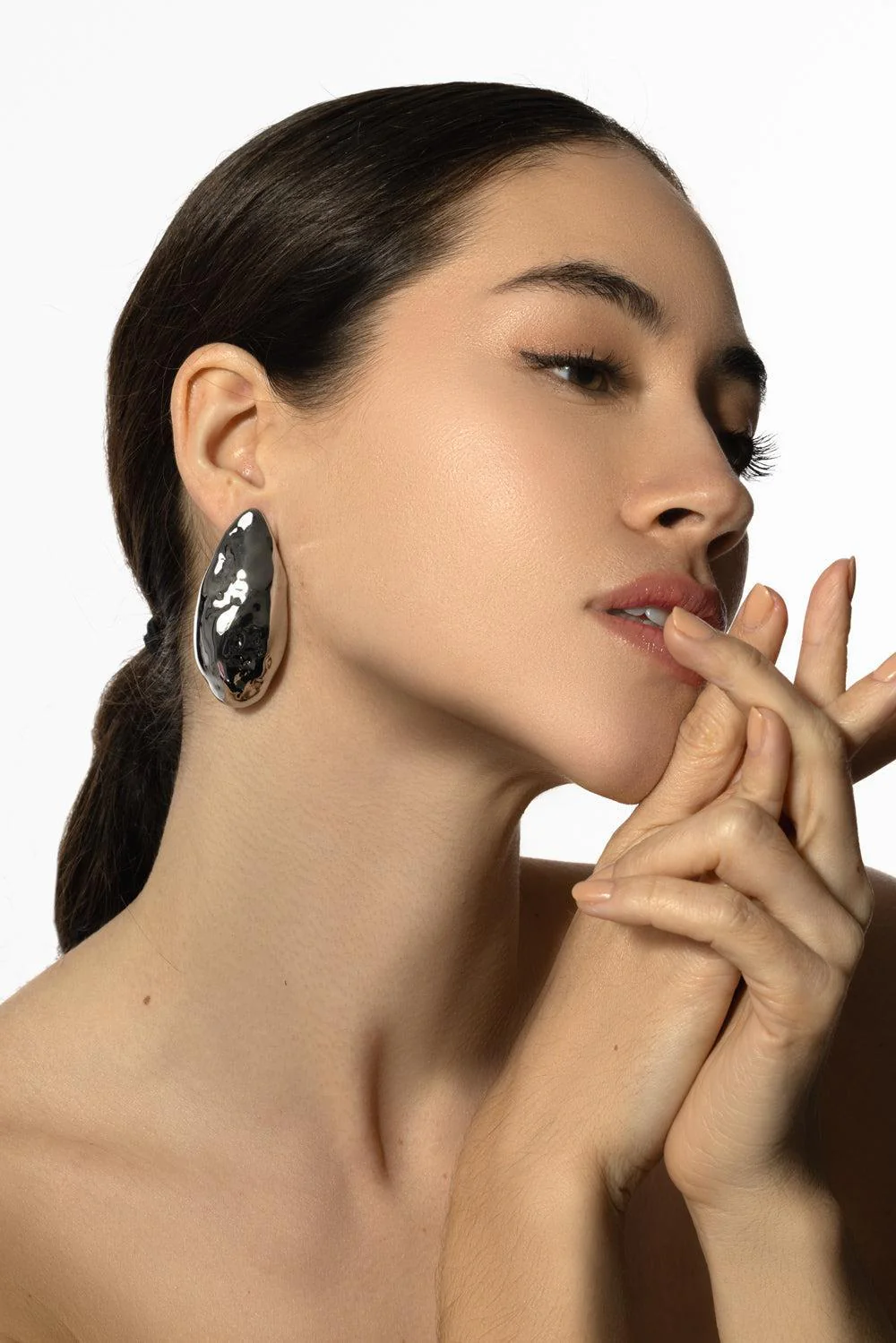 Molten Puffy Teardrop Earrings - Image 2