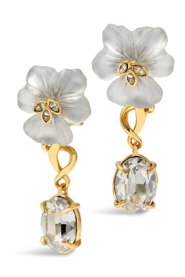 Pansy Lucite Crystal Drop Earrings - Image 4