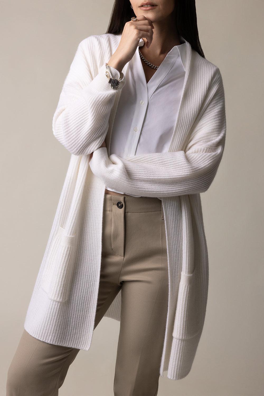 OPEN LONG CARDIGAN - FLEUR DE SEL - Image 3