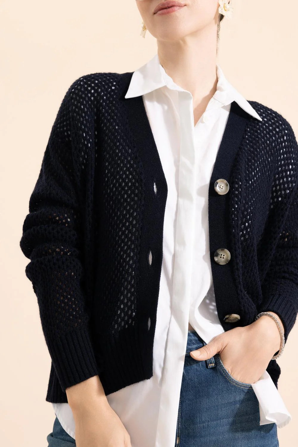 V Neck Cardigan - Deep Night - Image 2