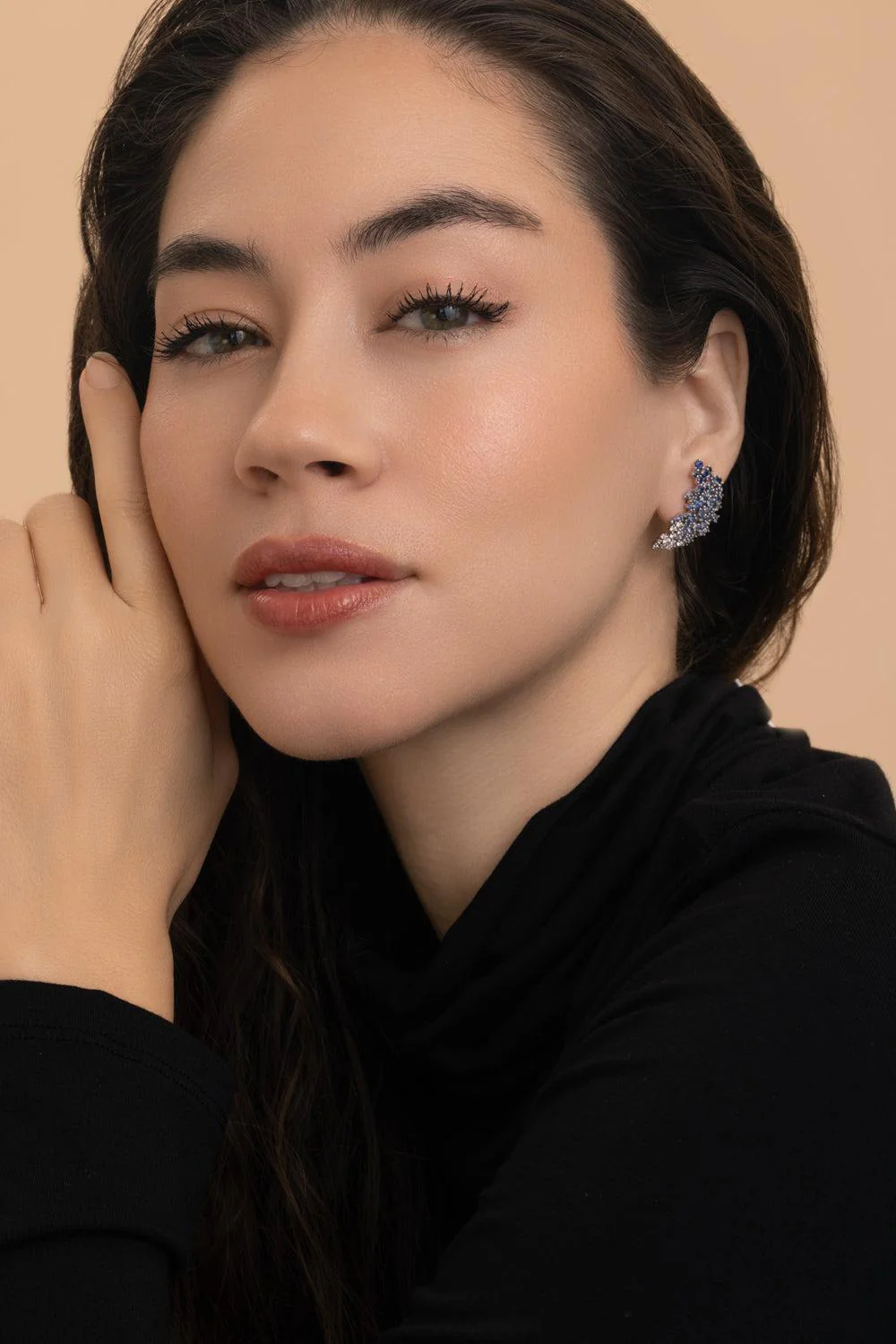 Blue Sapphire Ombre Scatter Ear Jackets - Image 3