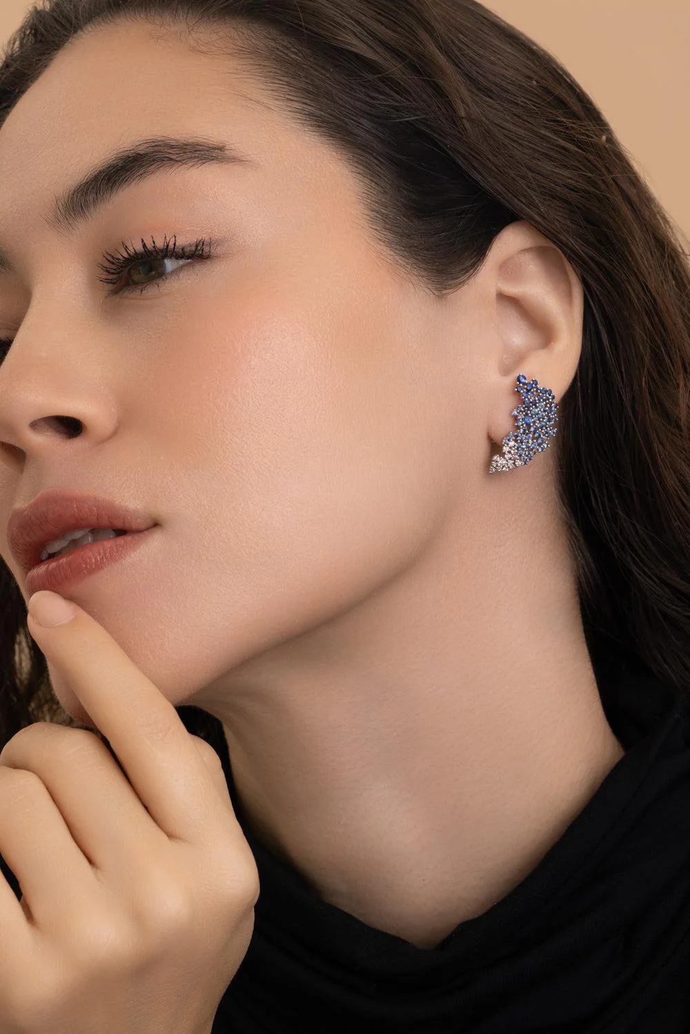 Blue Sapphire Ombre Scatter Ear Jackets - Image 4