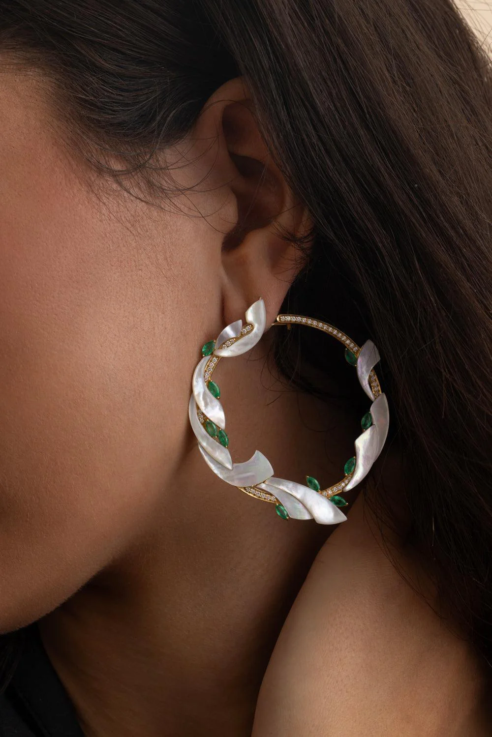 Emerald Mogra Coronation Hoop Earrings - Image 4