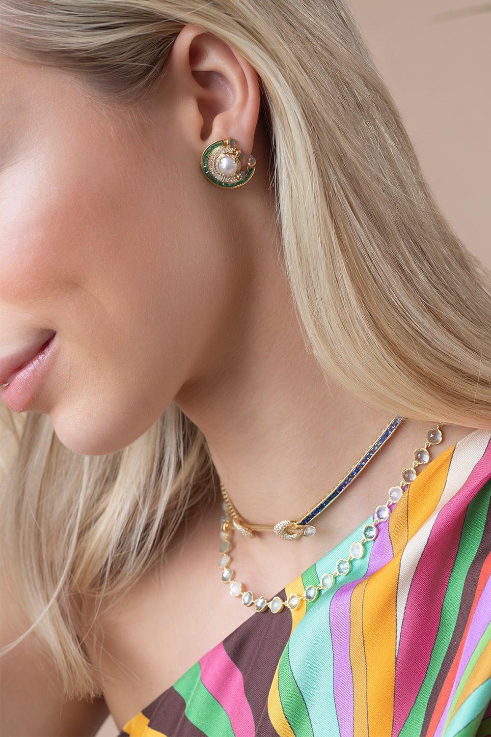Rainbow Chakra Diamond Tennis Necklace - Rose Gold - Image 3
