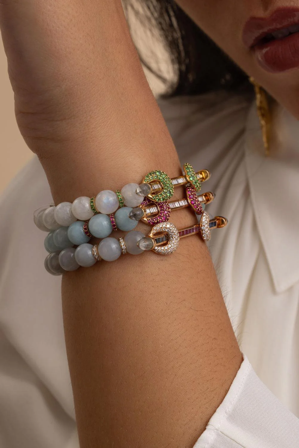 Rainbow Sapphire Grey Moonstone Chakra Bracelet - Image 3