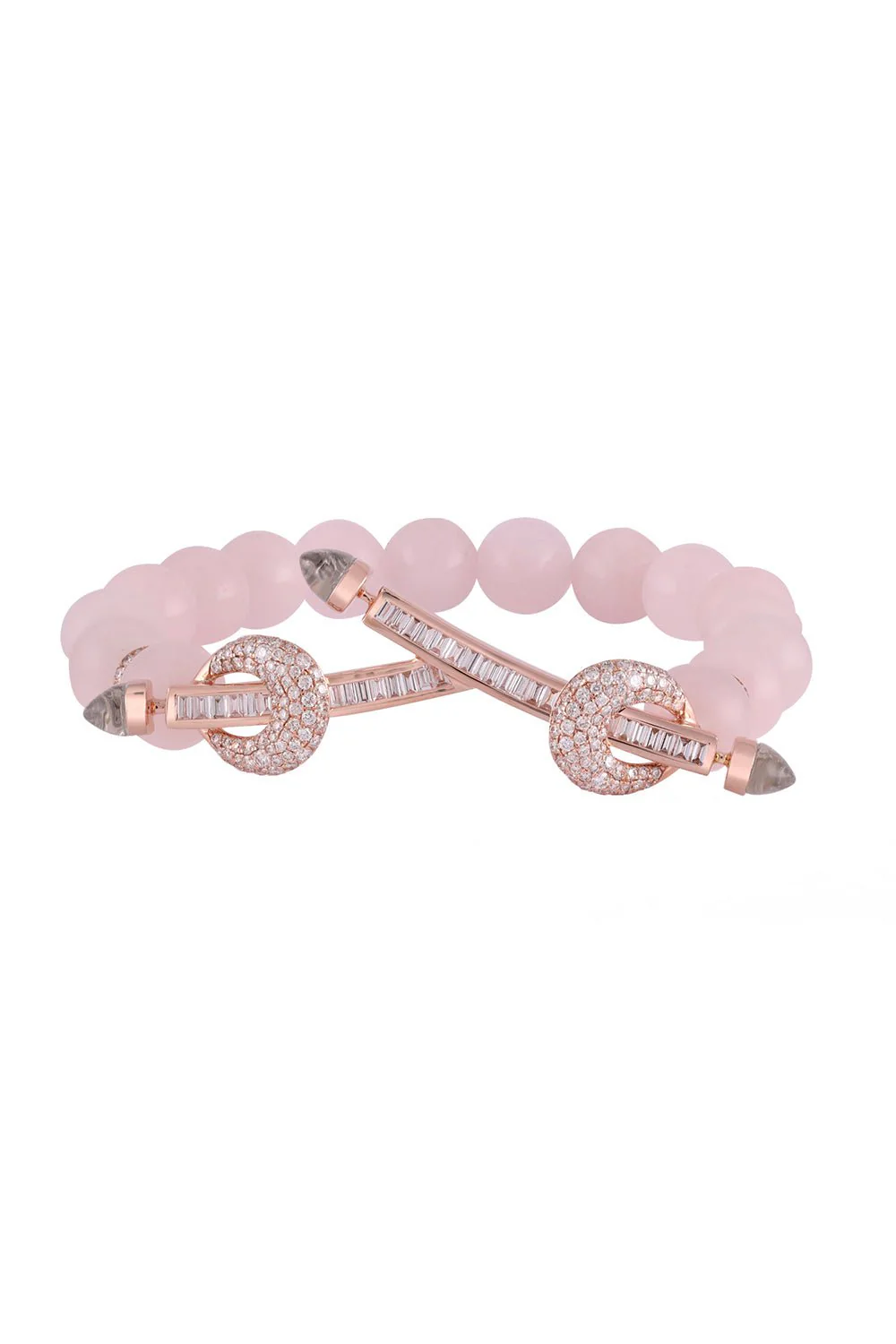 Rose Quartz Diamond Twin Bar Chakra Bracelet