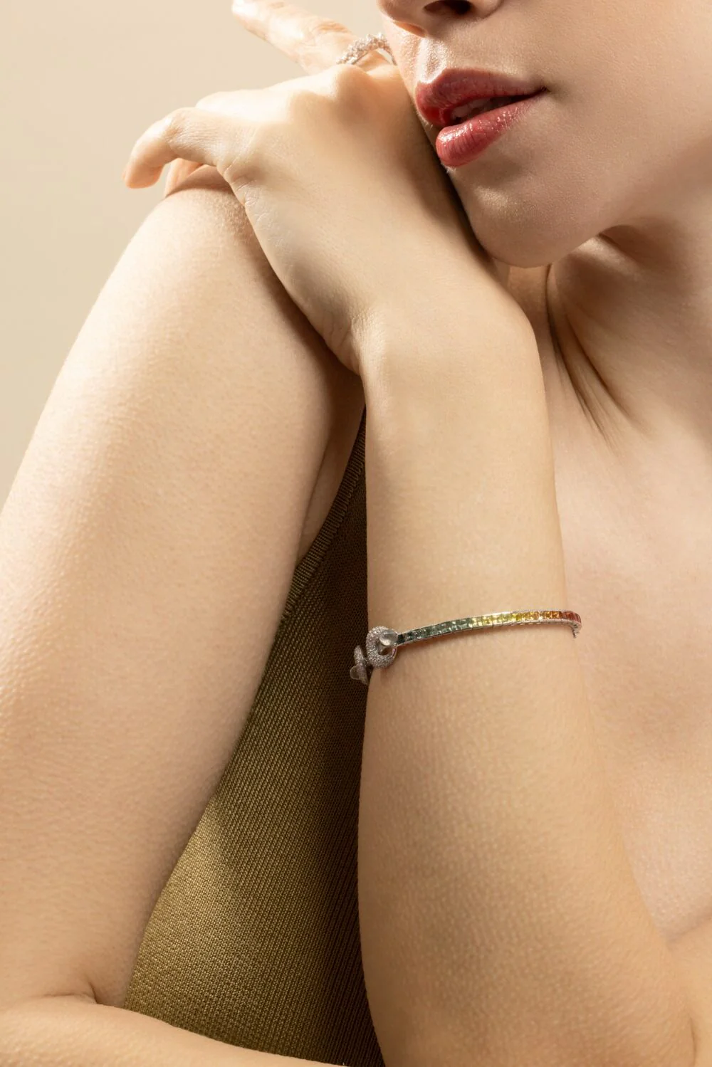 Sapphire Diamond Rainbow Chakra Tennis Bracelet - Image 3